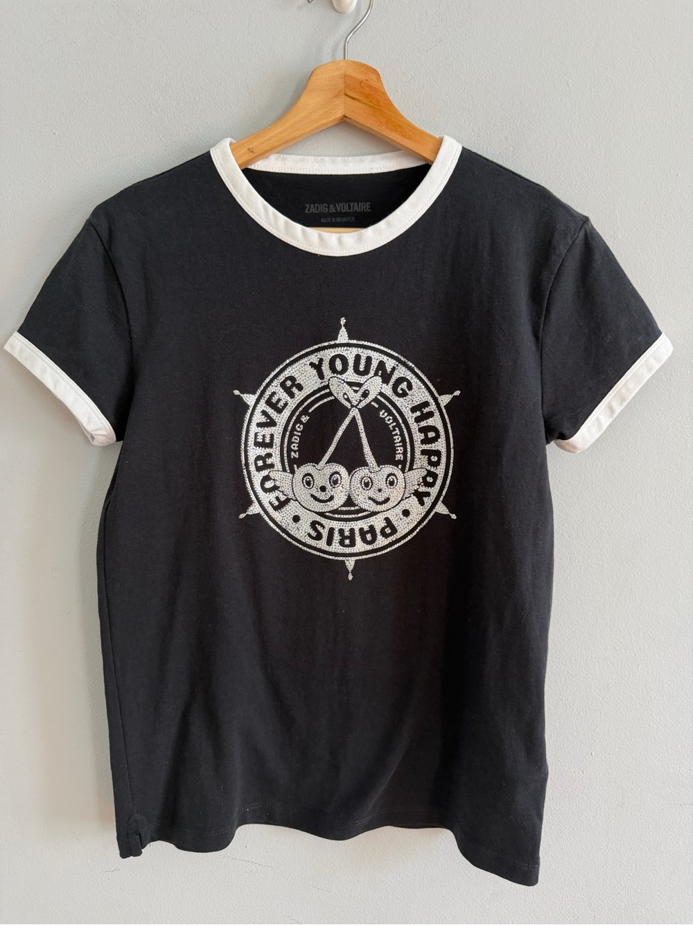 Zadig & Voltaire Walk Diamante Insignia T-Shirt Size XS
